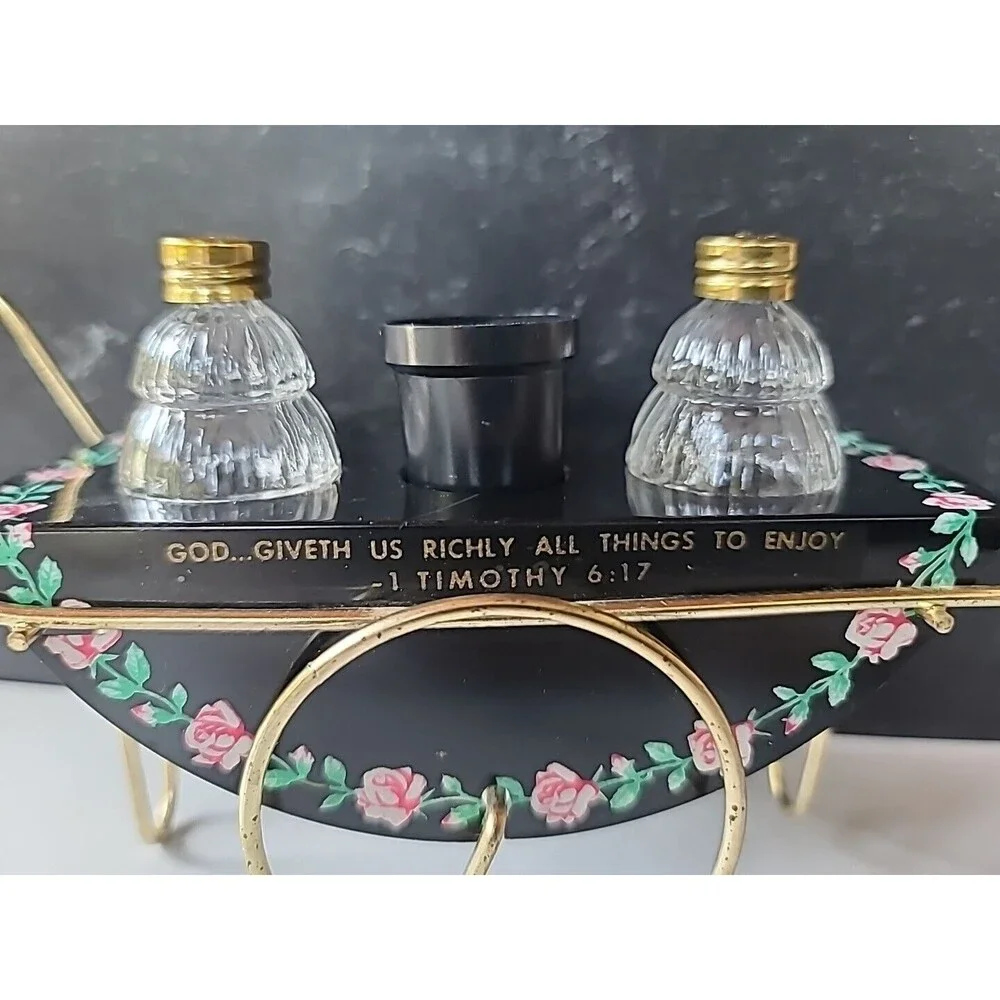 Push Cart Floral Salt And Pepper Shakers Vintage